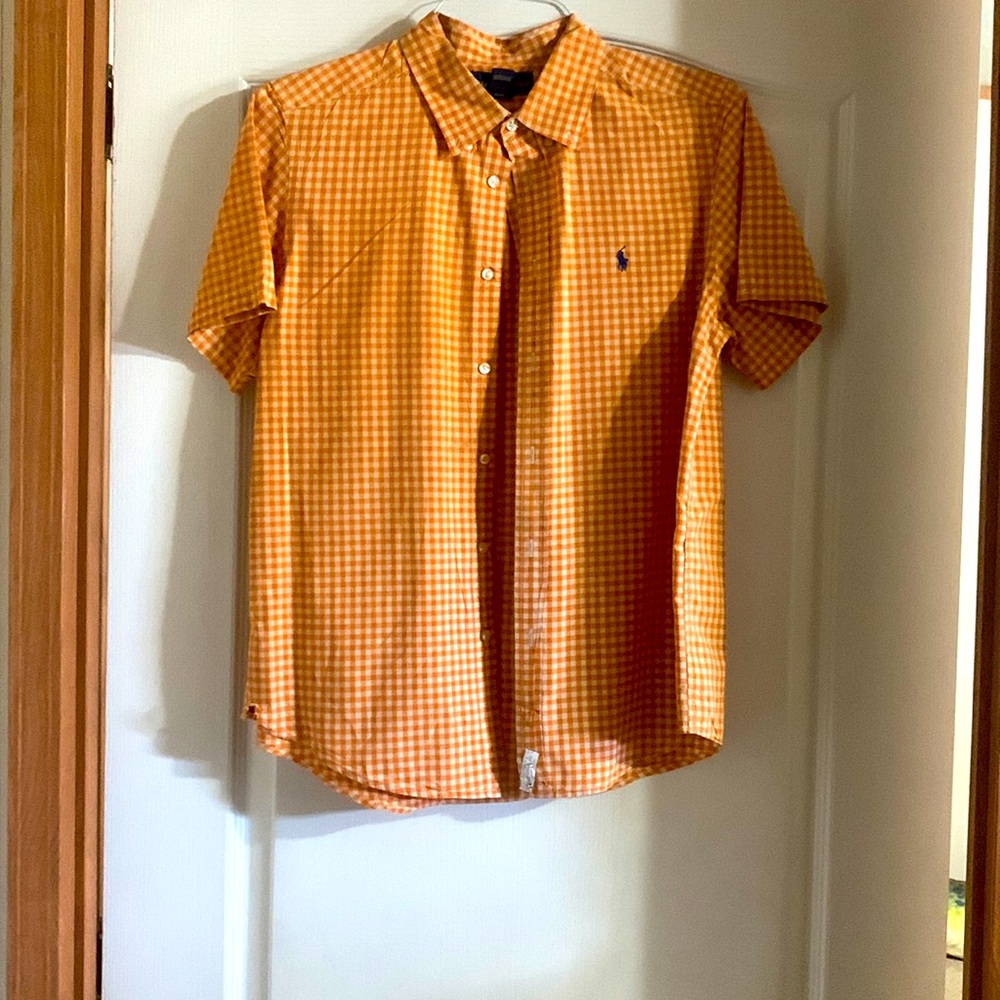 Orange and white checkered Ralph Lauren/Polo (boys XL) Shirt